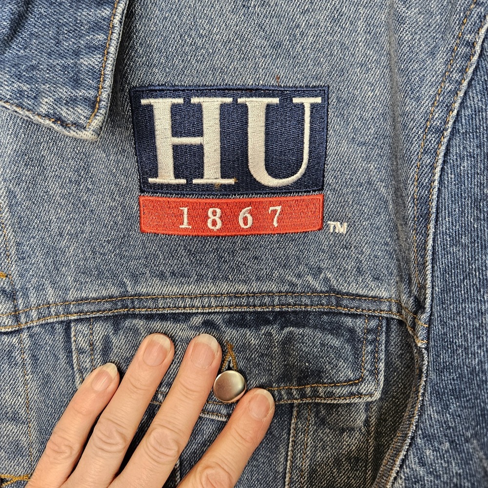 Howard Bison Blue Jean Jacket Luxury Brand Collegiate Lux By Ante Amarley 3XL - Picture 4 of 7